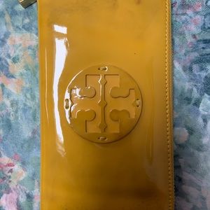 Tory Burch yellow patent leather wallet